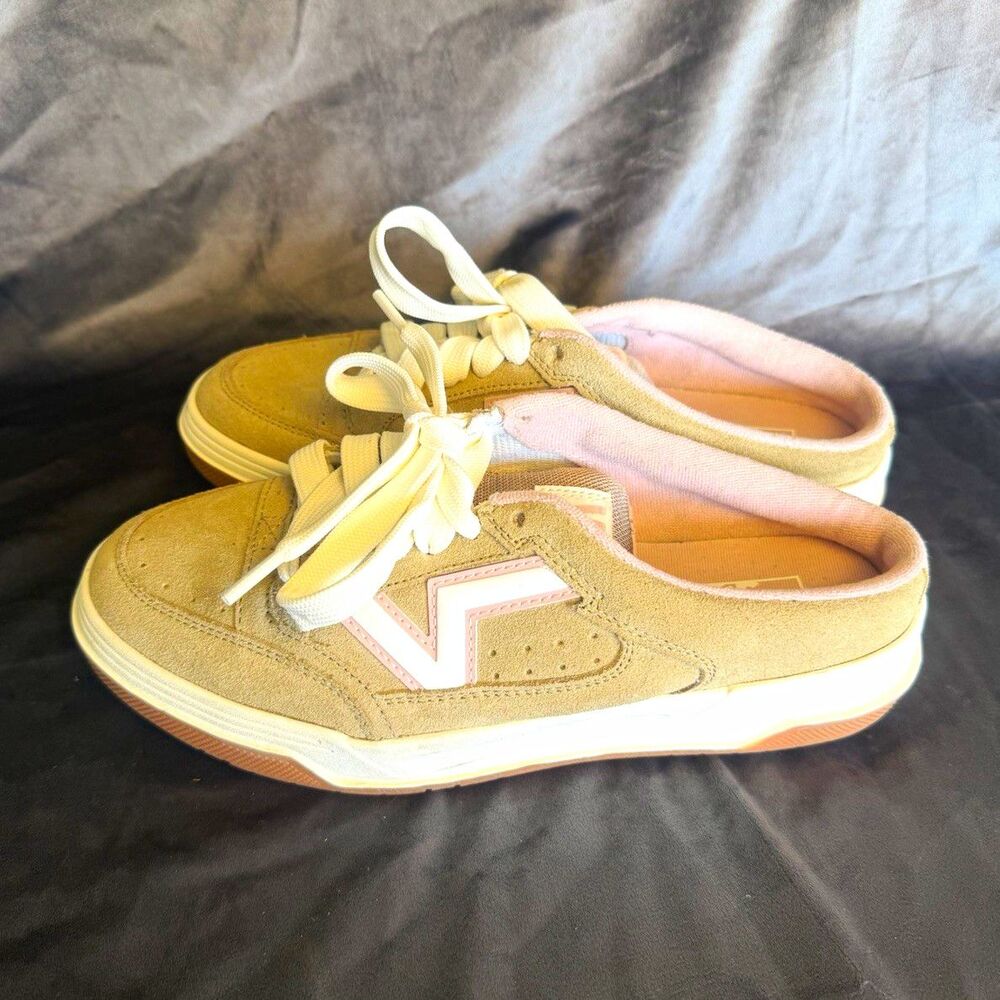 VANS Suede Low Top Lace-Up Sneakers Beige US Women 9.5 Men 8